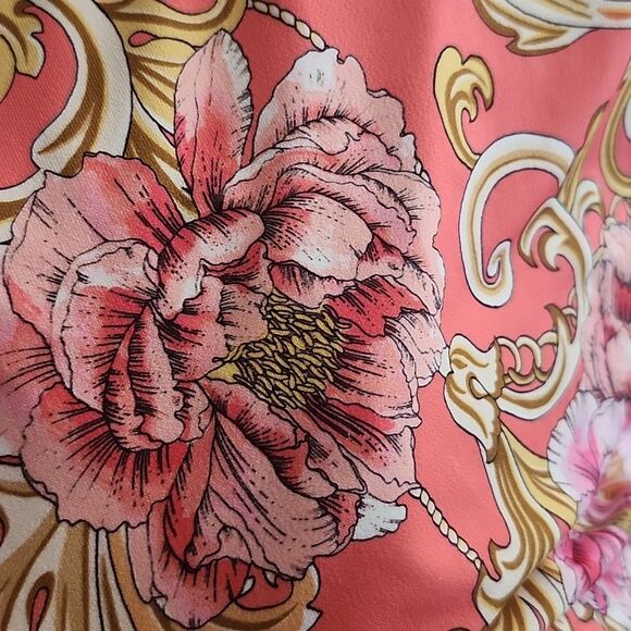 Boston Proper Reflecting Scrolls Wide Leg Palazzo Pants, Peach Gold Pink, XS - Picture 10 of 10